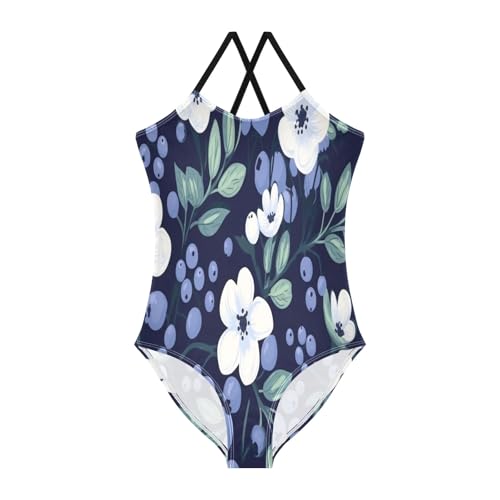 Girl's One Piece Swimsuit Purple Blueberries Beach Bathing Swimwear