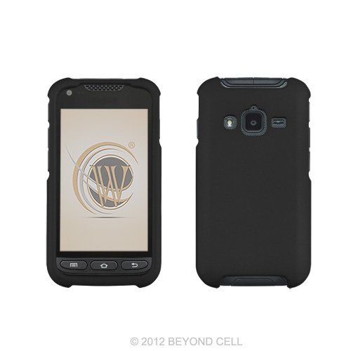 Protective Case for Galaxy Rugby Pro i547 Slim Two Piece Snap On Case Hard Plastic Rubberize Feel Black