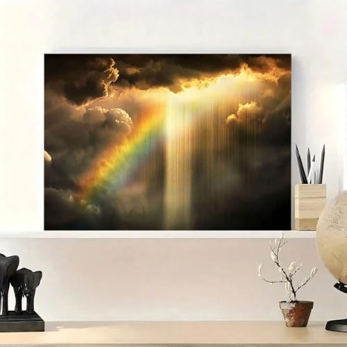 Cuadro de arcoíris lienzo grande de 70x90cm sin marco para pared dormitorio 3
