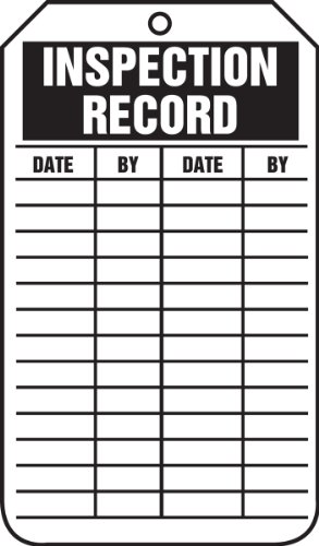 Accuform Signs TRS307CTP Inspection Record Tag, Legend 
