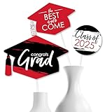 Big Dot of Happiness Red Grad - Best is Yet to Come - 2020 Red Graduation Party Centerpiece Sticks - Table Toppers - Set of 15