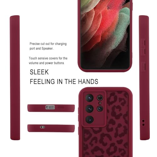 Image of Compatible with Samsung Galaxy S21 Ultra Case, Wine Red