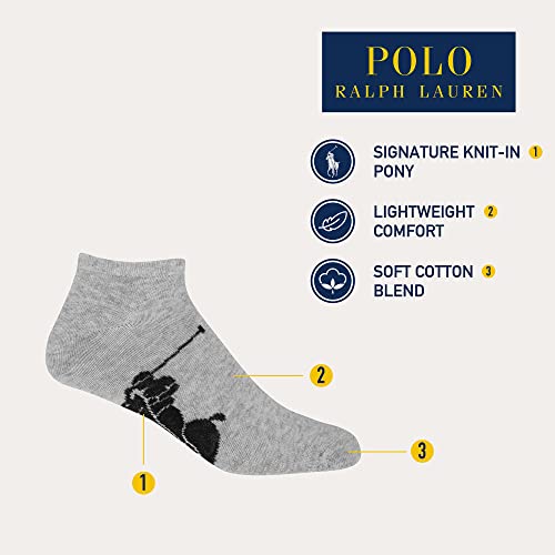 Polo Ralph Lauren Mens Classic Sport Socks 3 Pair Pack - Soft And Lightweight Cotton Comfort Big Pony Low Cut, Bright Navy, 12-17 Us #TOP1
