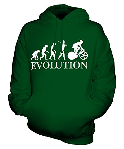 Sweat à capuche cyclisme sur route unisexe vert bouteille taille L motif évolution pour homme femme