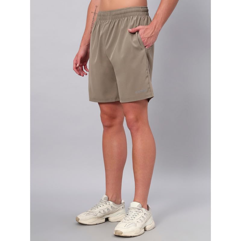 Image of ATICX Polyester Shorts for Men - Quick Dry Lightweight with Zipper Pockets - Gym, Running, Jogging, Training Half Pants for Basketball, Swimming, Badminton, Cycling, Football, Outdoor & Home Wear
