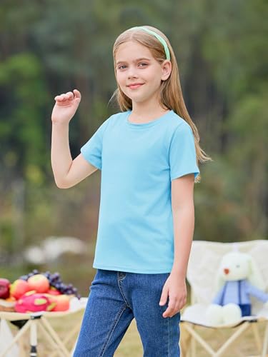 Image of Imily Bela Girls Summer Crewneck T Shirts 5-14 Years | Kids, Casual, Short Sleeve, Loose Basic Tee Tops, Versatile Everyday Wear, Sports, school, party & outdoor activities