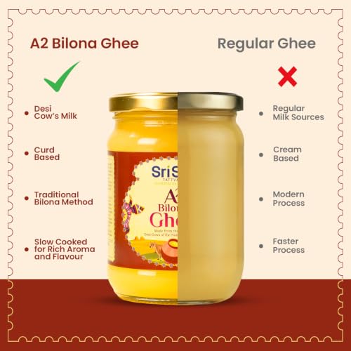Image of Sri Sri Tattva A2 Bilona Ghee 500ml | Traditional Bilona Method | Made from Desi Cow Milk | Pure & Natural Ghee | Rich Aroma & Authentic Taste.