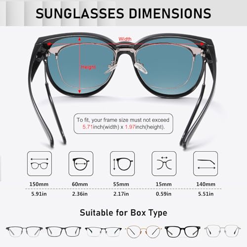 Image of HAOLOTA Fit Over Glasses Sunglasses for Women Polarized | Over Glasses Sun Glasses, UV400 Polarized Lens, Trendy Cat Eye Sunglasses, Lightweight and Flexible, Driving, Daily Use