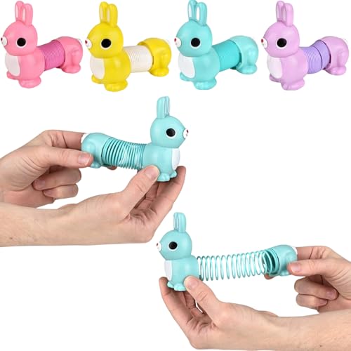 Easter Bunny Fidget Coil Spring Toy, Assorted Colors, 4.7 Inch, 12 Pack