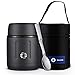 FEIJIAN Lebensmittel-Thermos, Thermos, Edelstahl, 473 ml, Lebensmittelbehälter mit faltbarem Löffel für Kinder und Erwachsene, Lunchbox, breite Öffnung, Speiseflasche, heiß und kalt – Schwarz