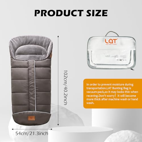 Image of LAT Baby Warm Bunting Bag Universal,Stroller Sleeping Bag Cold Weather,Waterproof Toddler Footmuff(Basic,Grey)