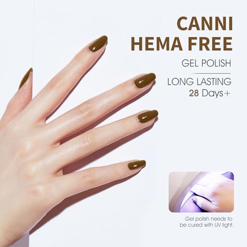 Image of CANNI Brown Gel Nail Polish, 1Pcs Brown Gel Polish Color Nail Polish High Gloss Soak Off U V Nail Manicure Salon DIY