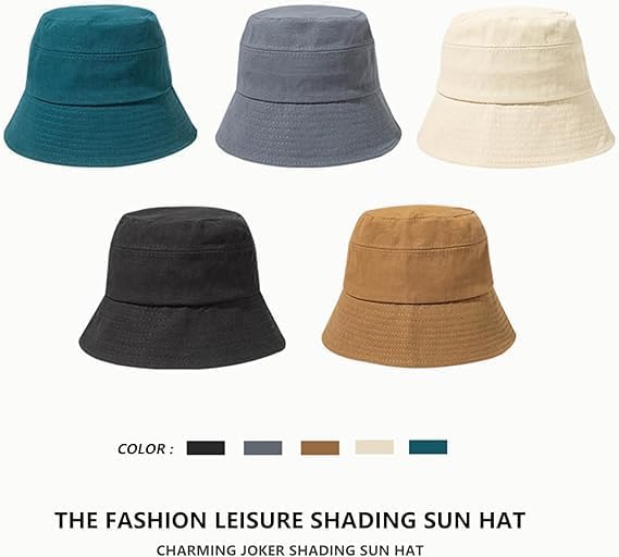 2PCS Unisex Cotton Bucket Hat for Women Men, Denim Packable Fisherman, Summer Sun Beach Hat for Casual Trips