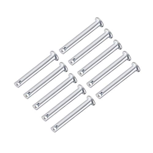 sourcing map 10 Stück Steckbolzen Einloch Gabelbolzen 5mm x 35mm Splintstift Flach Kopf verzinkter Stahl Lochbolzen