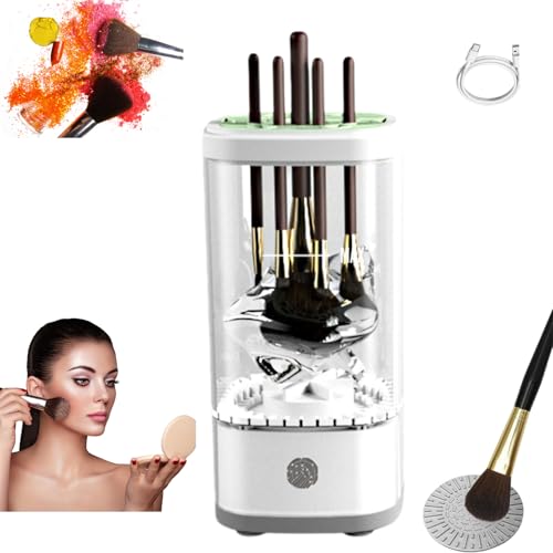 Beauty Swirl Cosmetic Brush Cleaner,Electric Makeup Brush Cleaner Machine ?Automatic Spinning Makeup Brush Washer ?USB Powered (Type-C) Quick Efficient for Deep Cleaning All Size Brushes (White)