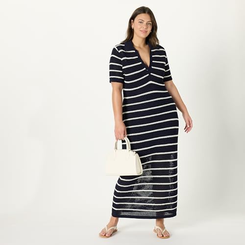 Image of The Drop Womens Adalyn Tape Yarn Split-Neck Maxi Dress