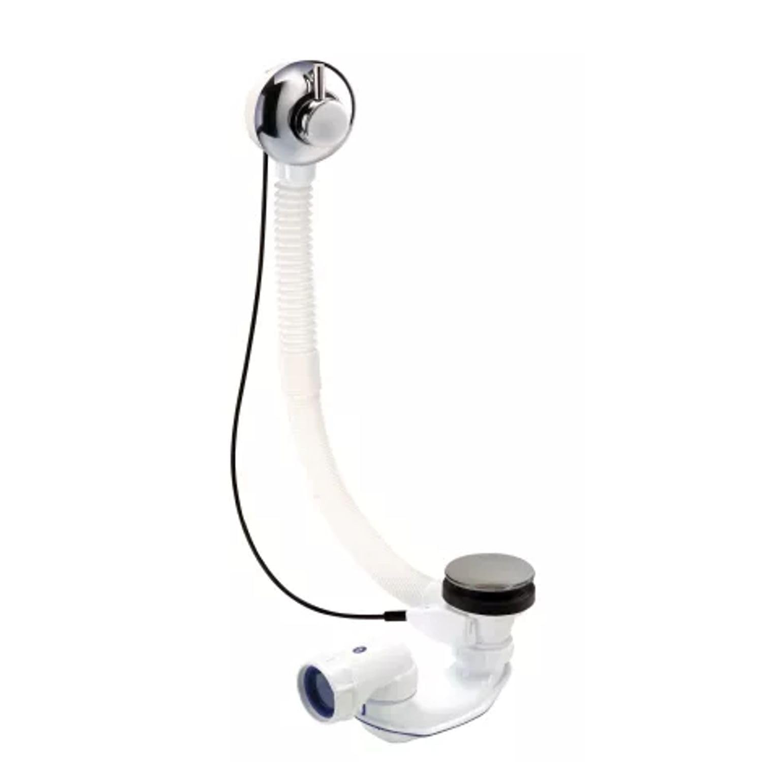 vidage de baignoire - easybain wave - abs - chromé - avec cable - nicoll 0203611