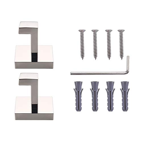 Tastos Bath Towel Hooks Premium Stainless Steel Robe Coat And Clothes Hook, Heavy Duty Square Wall Mounted Modern Hook For Bathroom & Kitchen, Polished Chrome Finish, 2Pack #TOP6