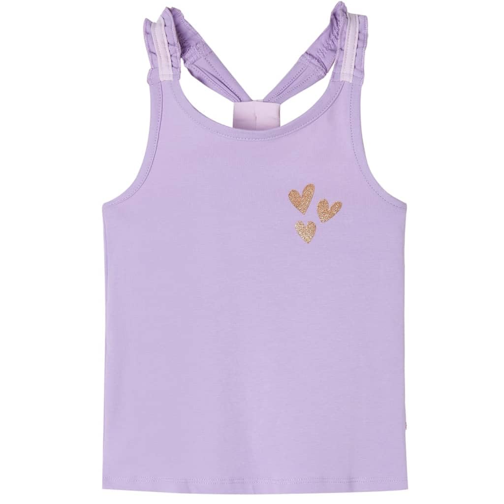 Vidaxl Boys Lila Kids' Glitter Heart Tank Top - Sleeveless Camisole Undershirt Vest For And Girls, Coloured, Size: 116, Age: 5-6