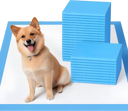 Image of Aurora Pet Dog and Puppy Pee Pads with 5-Layer Leak-Proof Design and Quick-Dry Surface for Potty Training, Super Absorbency, Regular 18x24 Inch (100 Count) - Blue & White