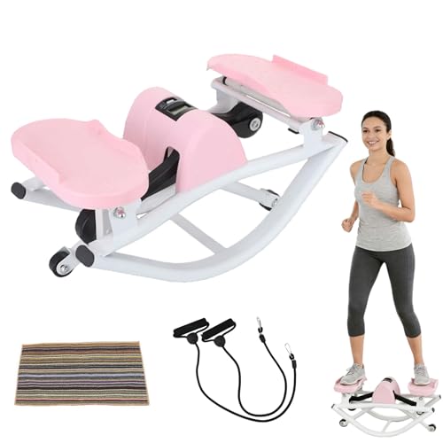 Rock Stepper Side to Side Portable Lateral Rocking Stepper with Digital Display and Non-Slip Mat Mini Steppers for Exercise at Home Pink
