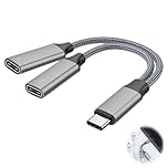 USB C Splitter 2 in 1 Type C Male to Dual USB C Female Adapter Data Power Extension Cable Compatible with Laptop Mac,Samsung Galaxy, iPad Pro, iPhone 15 Series, More Type C Devices