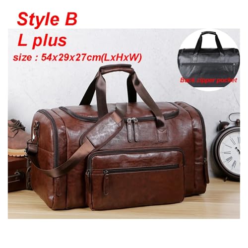 Travel Bag Men's PU Leather Gym Bag Sports Bags Duffel Travel Luggage Tote Handbag For Male Fitness(Style B Brown)2