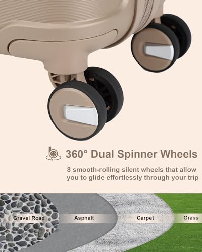 Somago 28 Inch Luggage With Spinner Wheels Hard Shell Polypropylene Suitcase with TSA Lock and YKK Zipper,Noble Golden4