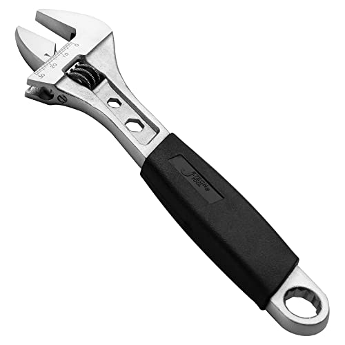 Jetech 8 Inch Soft Grip Adjustable Wrench, Forged, Heat-Treated Professional Shifter Spanner, Industry Grade Combination Wrench with 12-Point Box End, Comfy Ergonomic Handle, Metric