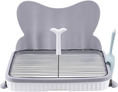 AZIEBAY 犬用トイレ 特大サイズ 大型犬対応 飛沫防止コラム付き 足ドライ 床保護 洗える ペット用小便器 プラスチックグリッド 青