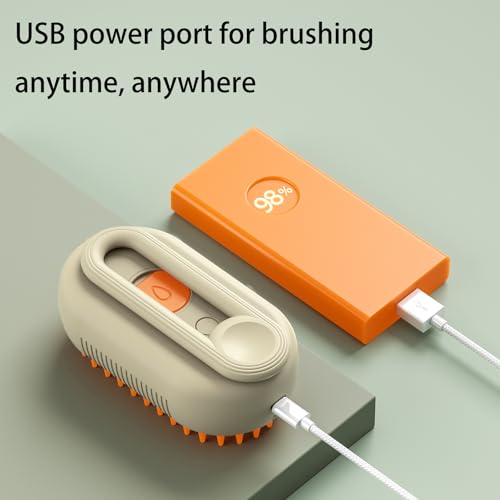 Image of Cat Steamy Brush with Rotatable Handle 3 in 1 Grooming Steamy Brush for Cats and Dogs Massage Cleaning Spray Comb for Removing Tangled and Loose Hair (Coffee)