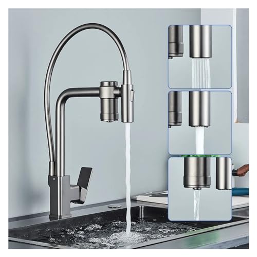Faucet de purification eau laiton batte-mixage cuisine gris élégant