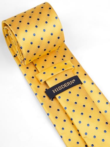 Image of HISDERN Polka Dot Ties for Men Classic Silk Ties and Pocket Square Formal Business Necktie Handkerchief Wedding Party