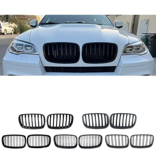 Rejillas superiores delanteras para X5 E70 y X6 E71 2007-2014 en acabado negro mate 2