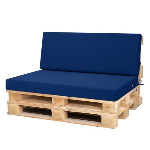 PRIMEPATIO Palettenkissen Outdoor 2er Set für Terrassenmöbel, Auflagen, Kissen & Polster, Wasserdicht und Farbecht, Ersatz für Palettensofa, Sitzkissen für Europaletten, Hof, Garten, Terrasse, Navy