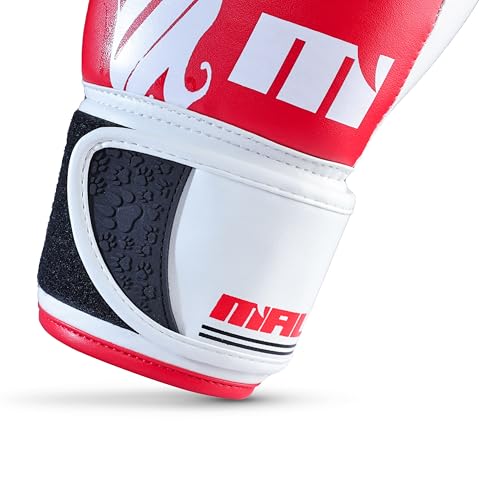 Image of MAUZER Tribal Shadow Fighter Boxing Gloves Training and Sparring Gloves with EIA Foam Padding Ventilated Palm Secure Thumb Lock Fit Velcro Wrist Support (Red, 14 Oz)