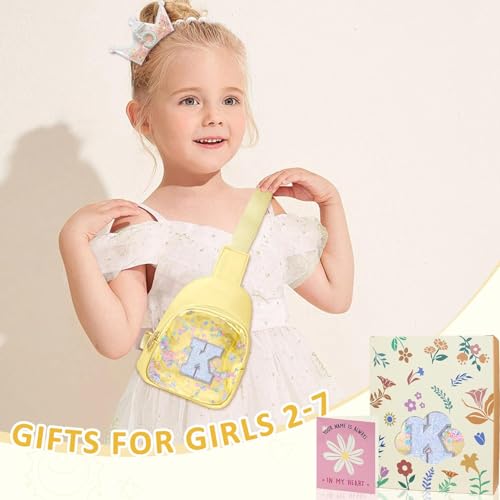 Image of COSHAYSOO Personalized Christmas Birthday Gifts Burr Basket Stuffers for Girls Yellow Purse Sling Bag Crossbody Girl Cute Funny Cool Mini Travel Fashion Accessories Monogrammed Initial Letter K