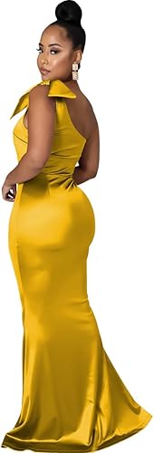 Vista 2 de JTNFairy Women's Sexy Sleeveless One Shoulder Bodycon Dresses Classy Long Formal Cocktail Wedding Guest Dress