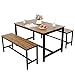 Meerveil Ensembles pour Salle à Manger, Ensemble Table et 2 bancs en Bois, 4-6 Personnes, Tables Chaises dans la Cuisine, 120 * 75 * 75cm, Marron et Noir