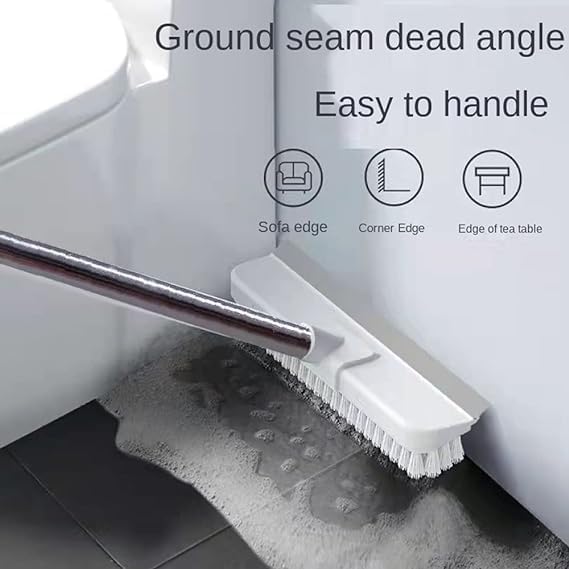 Image of Milton Multipurpose Bathroom Cleaning Brush with Wiper, Long Handle Floor Scrubber with 180 Swivel Head for Tiles, Walls, Toilet, Kitchen & Bathroom Deep Cleaning