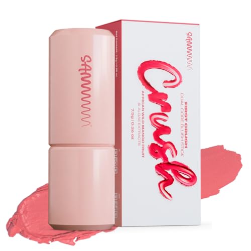 Image of Sammmm FIRST CRUSH Dual Core Blush Stick Sorbet (Peach Pink,7.5g) | Cute Creamy Blusher for Cheeks, Eyes, Lips for Dewy Finish | Blendable & Lightweight Stick Blush For Face Makeup | For Young Skin