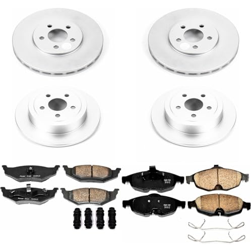 Image of PowerStop Front and Rear Brake Kit for Chrysler Sebring 2001-06 - Fully-Coated Disc Rotors with Z17 Ceramic Brake Pads Replacement, CRK1685
