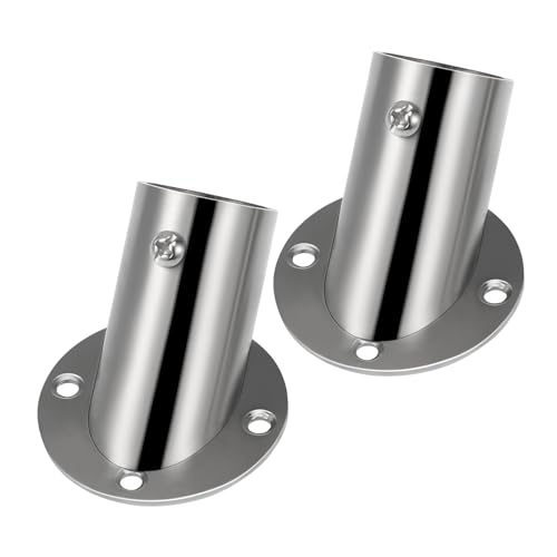 PRETYZOOM 2Pcs Heavy Duty Closet Rod Socket Flange Support Bracket for Wardrobe Shower Curtain and Towel Bars Easy to Install