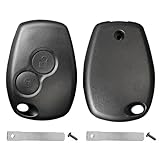 2PCS Boitier de clé 2 Boutons sans Lame, Coque Clé Compatible avec Clio 3, Kangoo 2, Modus, Master 3, Trafic 3, Twingo 2, Wind, Coque de Clef Plip Voiture Utilitaire Télécommande