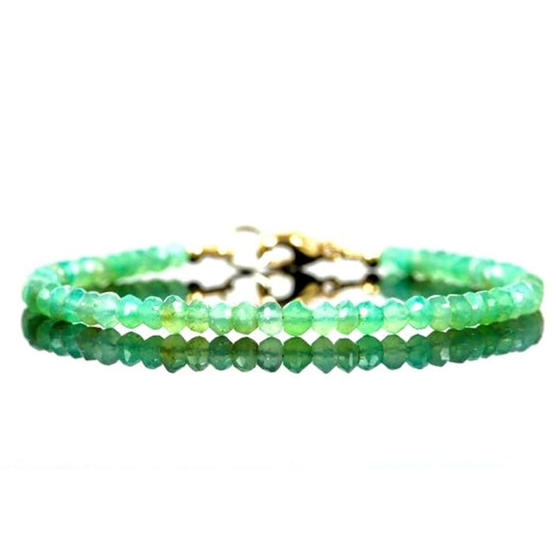 Pulsera de crisoprasa verde de 3 mm con eslabones ajustables de 7 pulgadas
