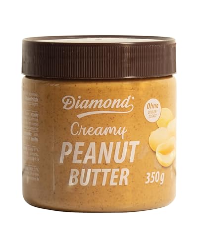 DIAMOND Erdnussbutter, Peanut Butter aus 91% gerösteten Erdnusskernen, cremig, im Glas, vegan und glutenfrei - 1 x 350 g