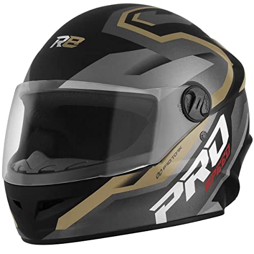 Capacete Moto Fechado R8 Pro Speed Fosco Preto/Dourado 58