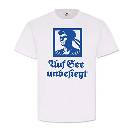 T-shirt Marine impériale haut de gamme blanc coupe large imprimé allemand