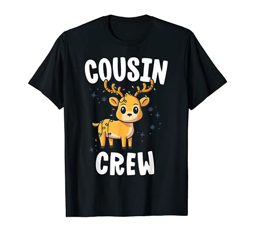 Cousin Crew Shirt For Kids Xmas Reindeer Christmas Lights Camiseta