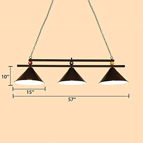 NIUYAO 57'' Hanging Pool Table Light Fixture for Game Room Beer Party, Ball Design Metal Billiards Light with 3 Lamp Shades, Suitable for 7~9 Foot Pool Tables